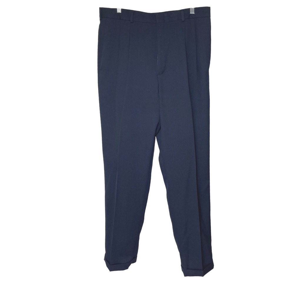 Slates Levi Strauss & Co Mens Dress Pants 36W x 30L Blue Pleated and Cuffed 90's